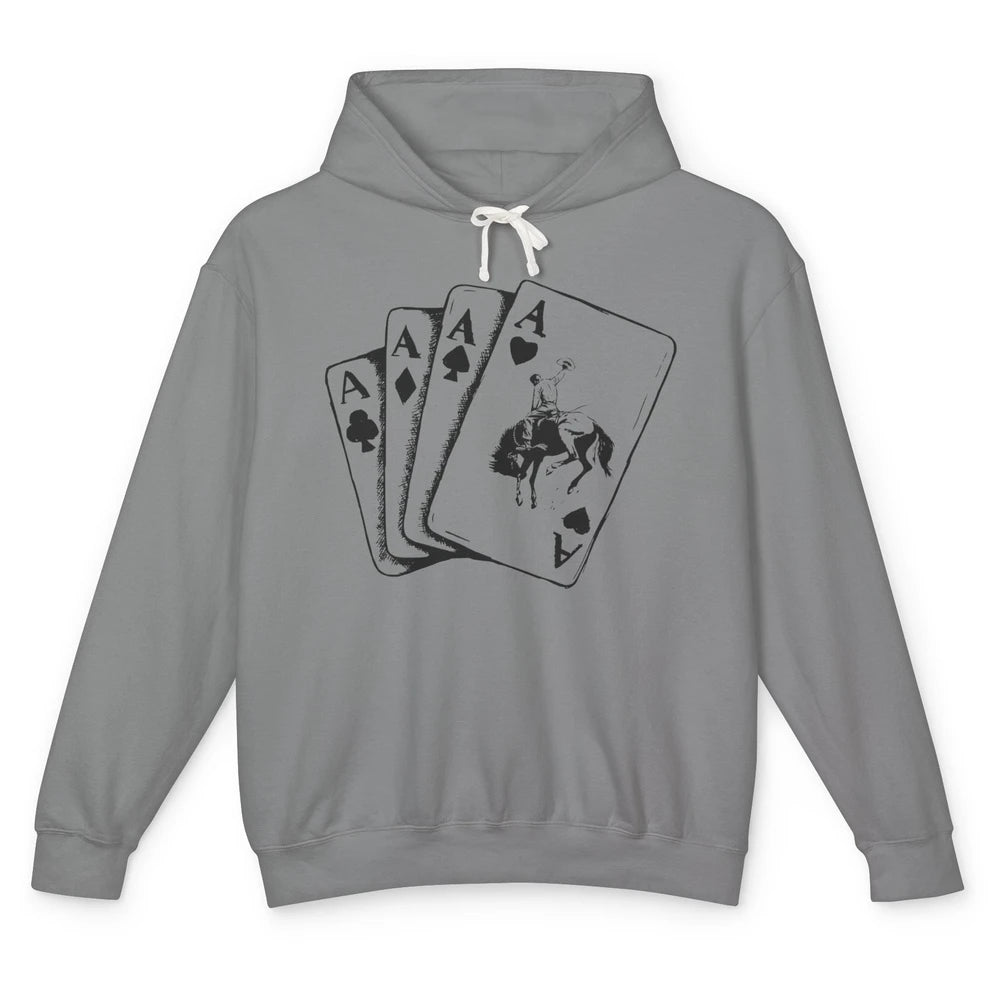Punchy Cowboy Hold Your Horses Cards Western Country Rodeo Unisex Lightweight Hoodie
