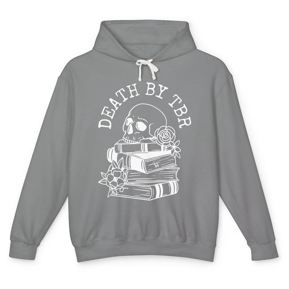 Retro Skull Books Death By TBR Book Reading Lovers Librarian Unisex Lightweight Hoodie