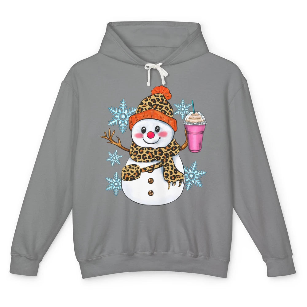 Retro Leopard Christmas Bougie Snowman Boojee Winter Holiday Unisex Lightweight Hoodie