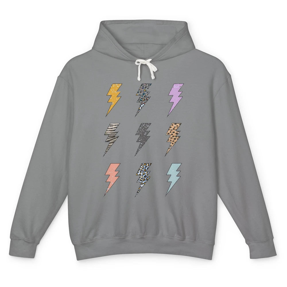 Preppy Lightning Bolt Colorful Leopard Cheetah Western Retro Unisex Lightweight Hoodie
