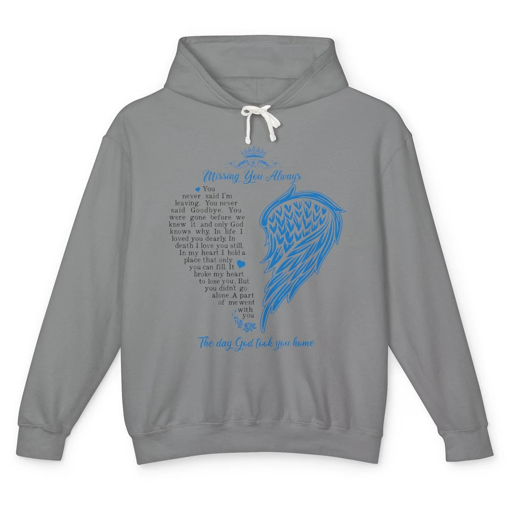 Memorial Angel Wing Missing You Always Loving Memory Unisex Lightweight Hoodie