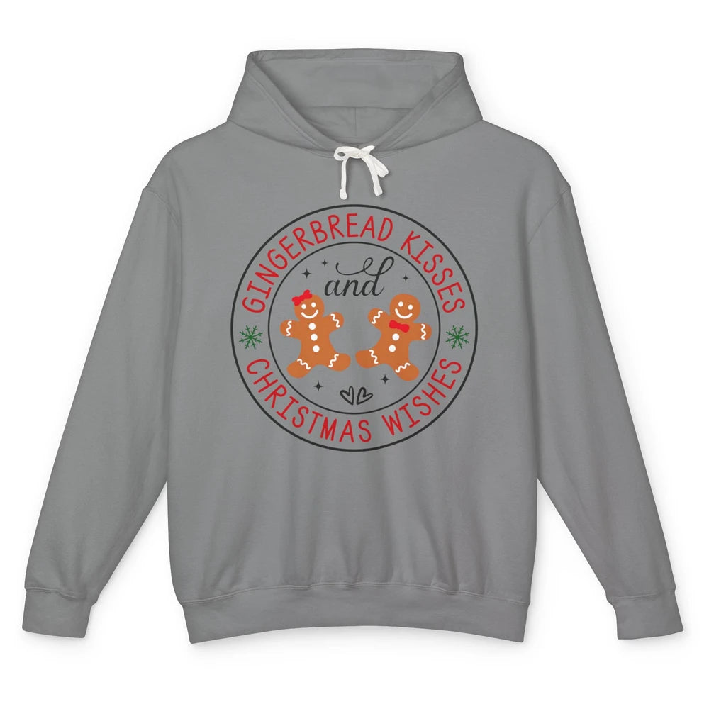 Christmas Gingerbread Kissed And Christmas Wishes Winter Unisex Lightweight Hoodie