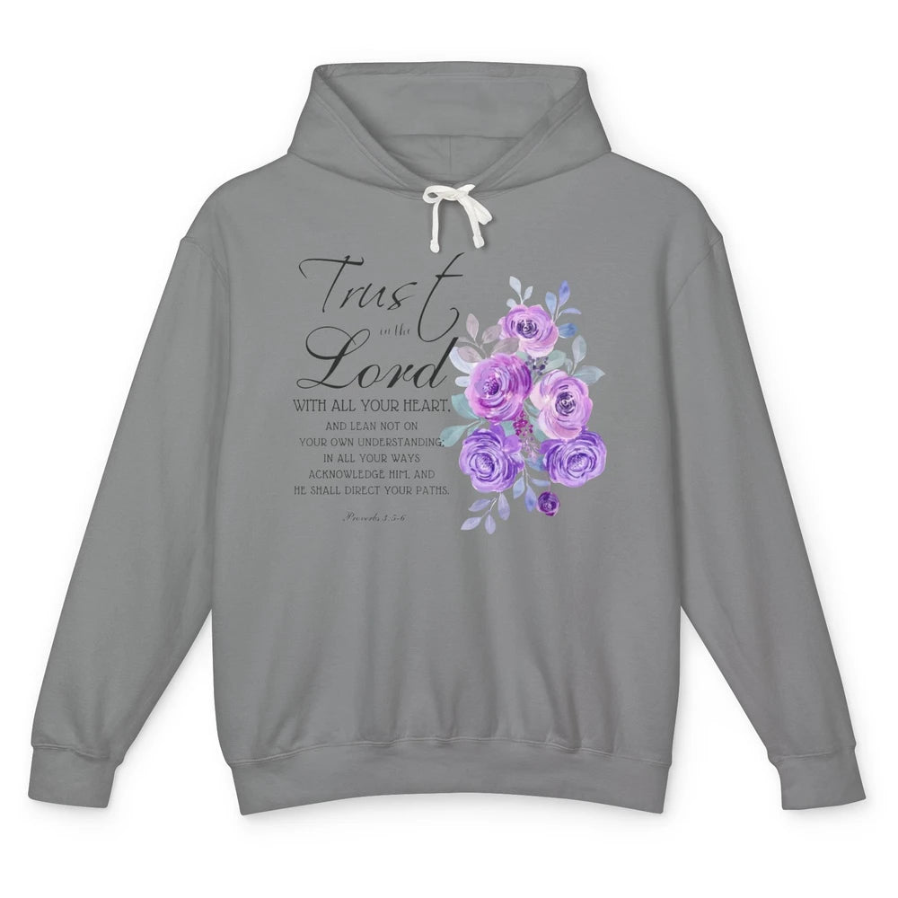 Floral Christian Trust In The Lord With All Heart Religious Unisex Lightweight Hoodie
