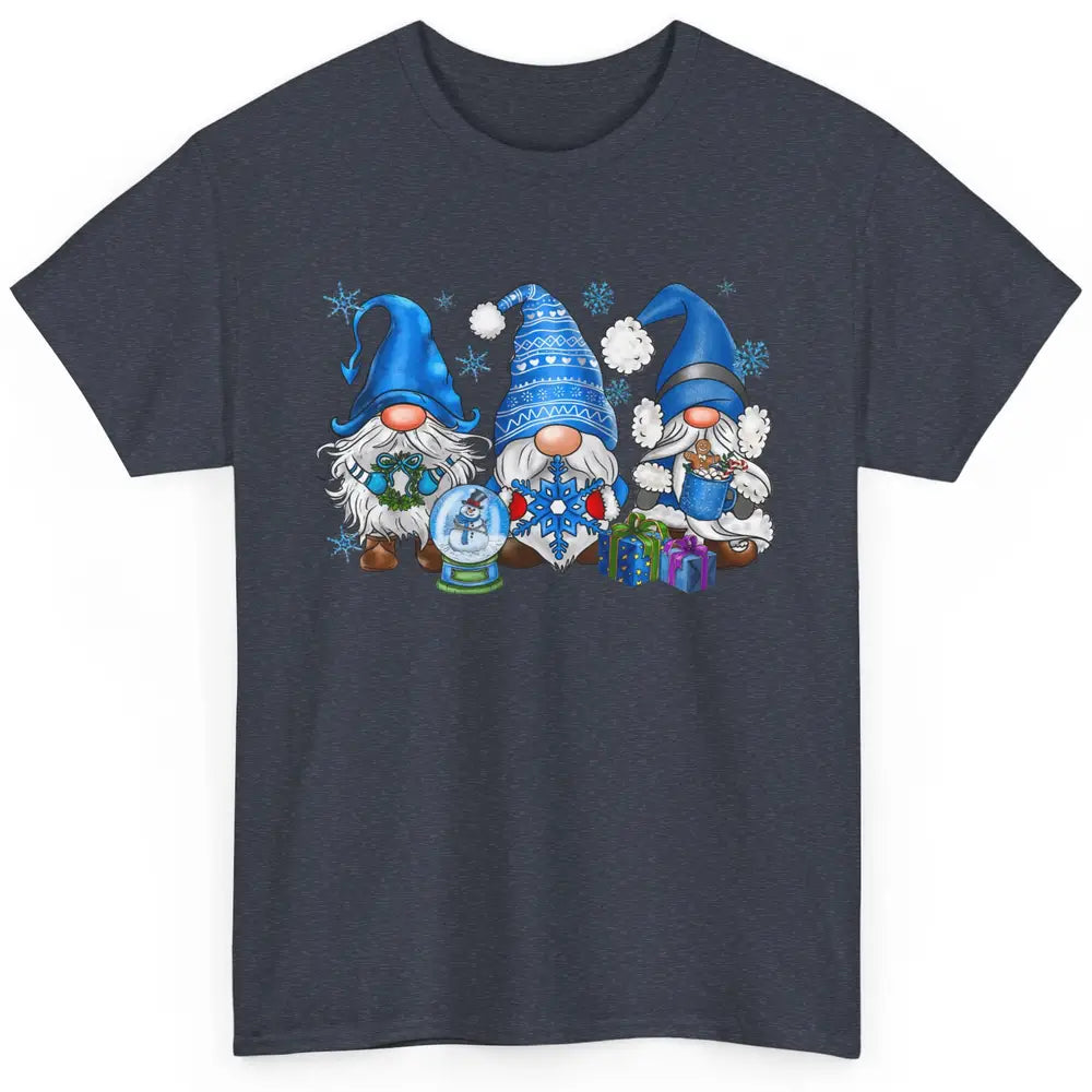 Retro Blue Snowman Gnomes Blue Christmas Winter Gnomies Xmas Classic Unisex T-Shirt