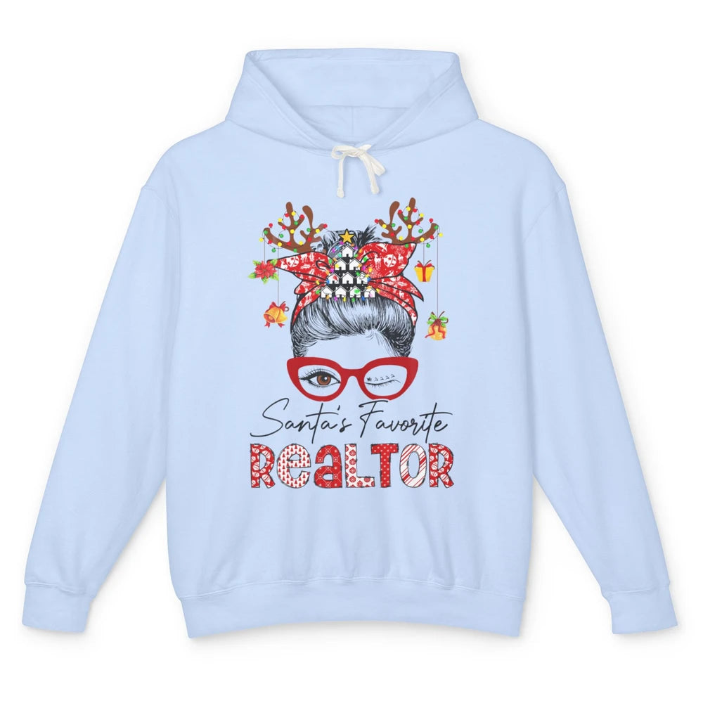 Merry Christmas Xmas Santa Messy Hair Realtor Real Estate Unisex Lightweight Hoodie
