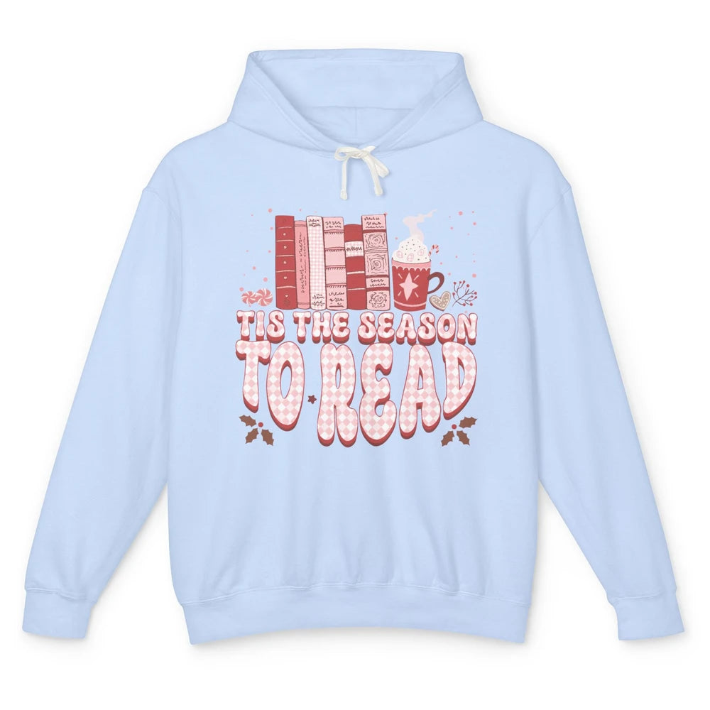 Tis The Season To Read Retro Christmas Book Reader Book Nerd Unisex Lightweight Hoodie
