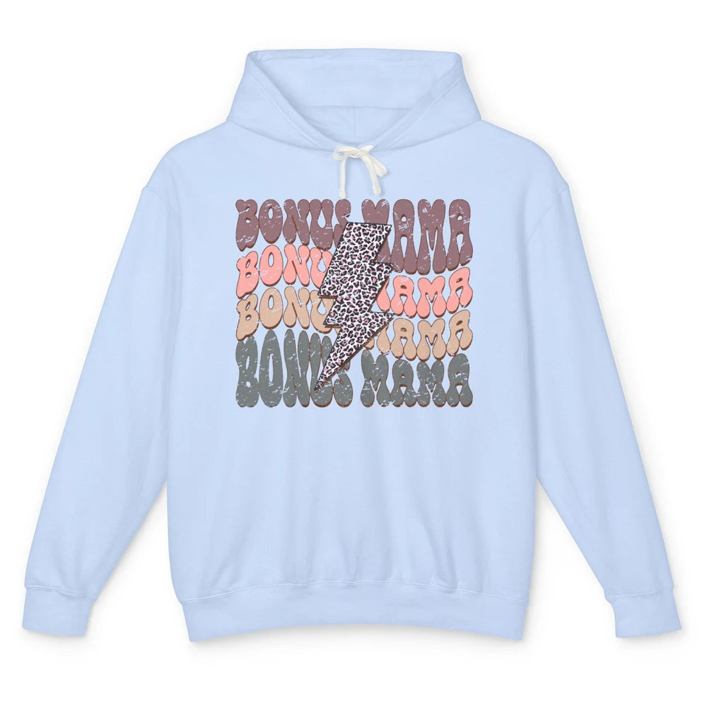 Retro Bonus Mama Leopard Lightning Bolt Western Stepmother Unisex Lightweight Hoodie