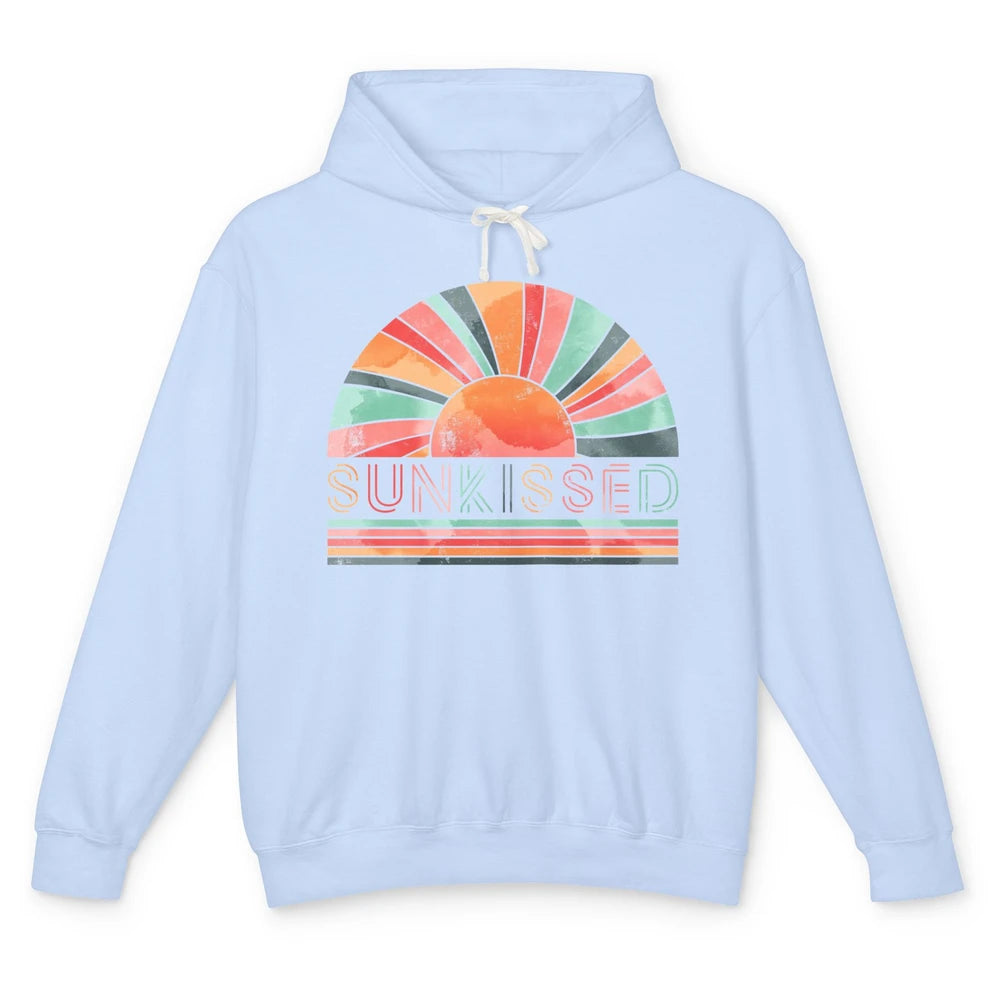 Retro Rainbow Sunkissed Summer Beach Life Vintage Boho Unisex Lightweight Hoodie