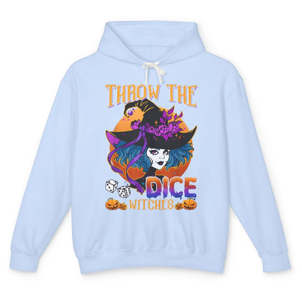 Retro Throw The Dice Witches Bunco Halloween Pumpkin Gothic Unisex Lightweight Hoodie