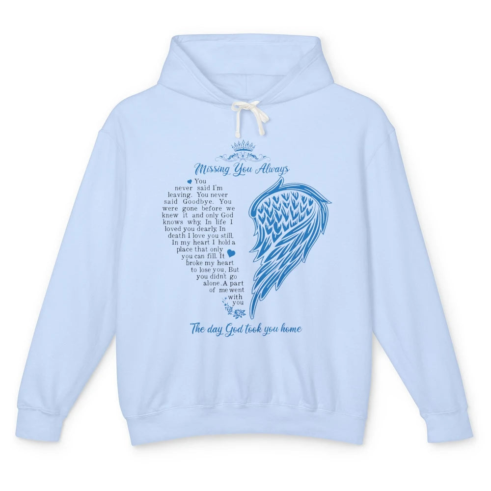 Memorial Angel Wing Missing You Always Loving Memory Unisex Lightweight Hoodie