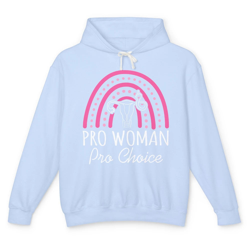 Pro Women Pro Choice My Uterus Rainbow Abortion Rights Unisex Lightweight Hoodie