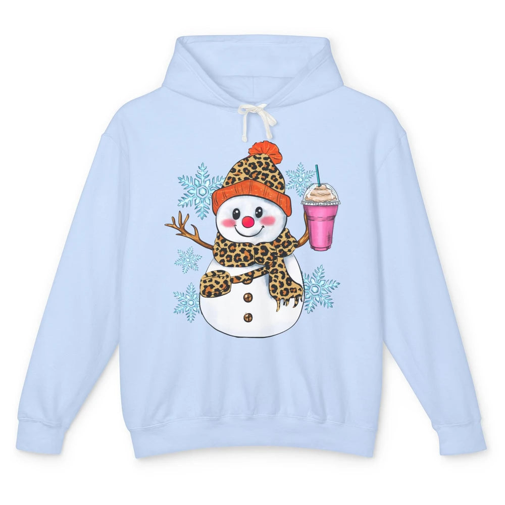 Retro Leopard Christmas Bougie Snowman Boojee Winter Holiday Unisex Lightweight Hoodie