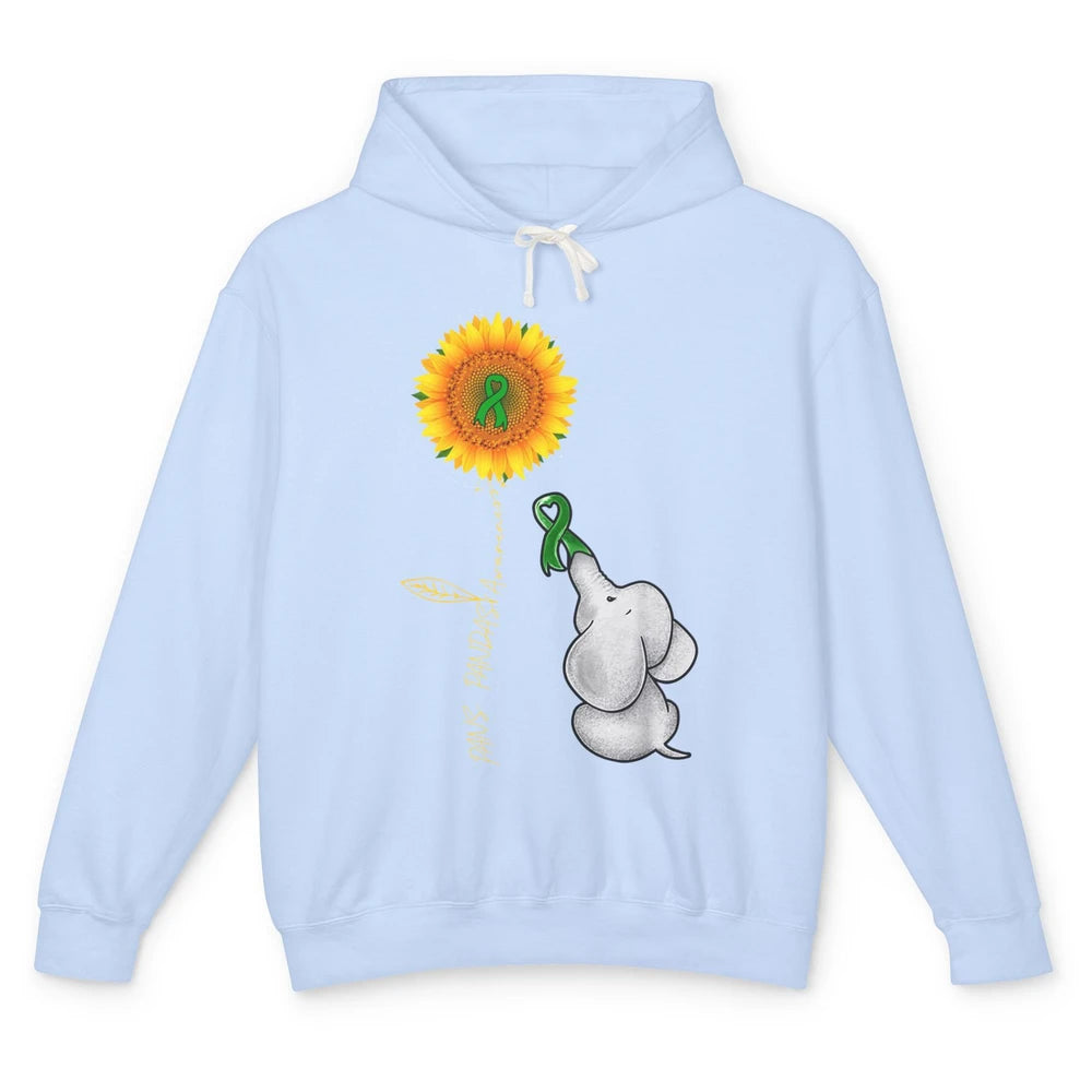 PANS/PANDAS Awareness Green Ribbon Sunflower Baby Elephant Unisex Lightweight Hoodie