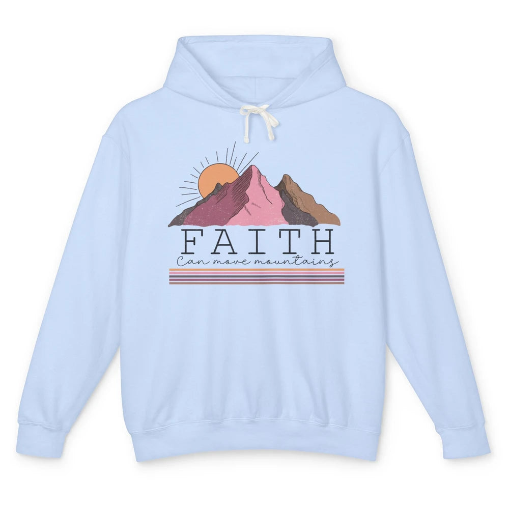 Faith Can Move Mountains Retro Christian Bible Verse Jesus Unisex Lightweight Hoodie