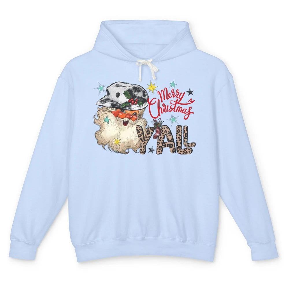 Santa Claus Merry Christmas Y'all Western Country Cowboy Unisex Lightweight Hoodie
