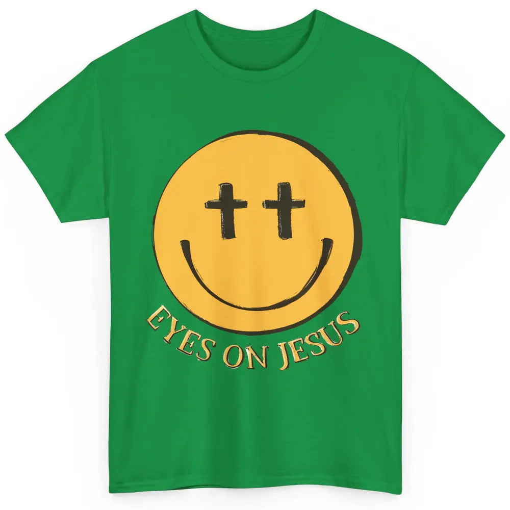 Retro Smiling Face Eyes On Jesus Christian Faith Religious Classic Unisex T-Shirt