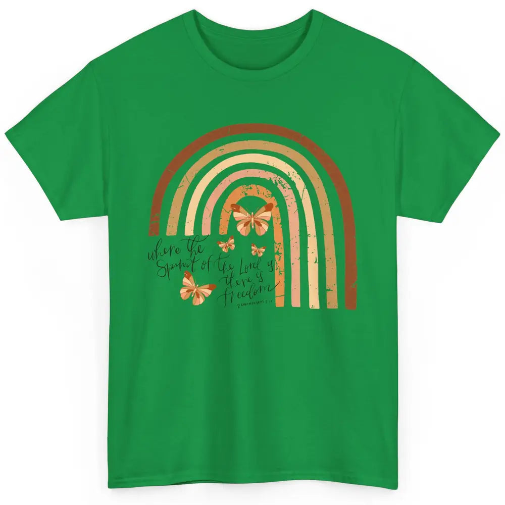 Retro Rainbow Christian Where Spirit Of The Lord Is Bible Classic Unisex T-Shirt