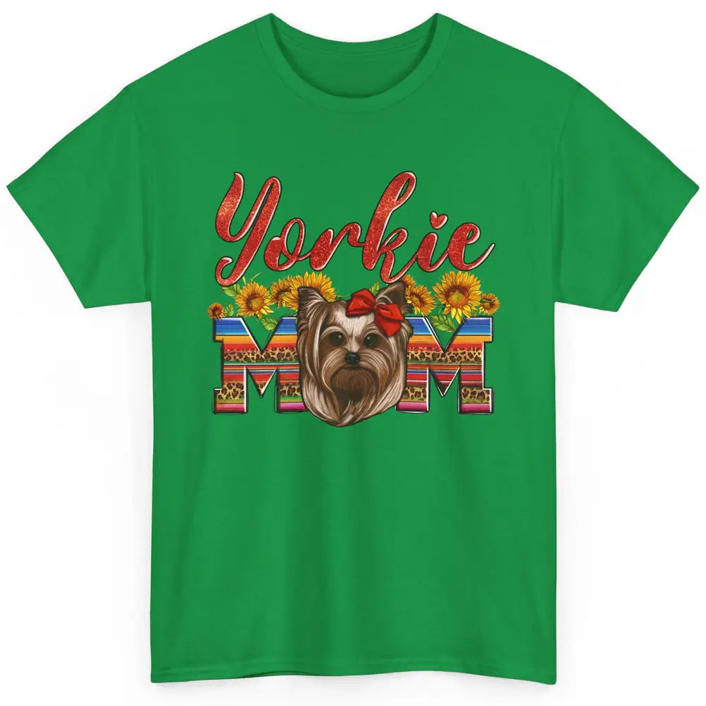 Yorkie Mom Sunflowers Leopard Yorkshire Terrier Dog Mom Gift Classic Unisex T-Shirt