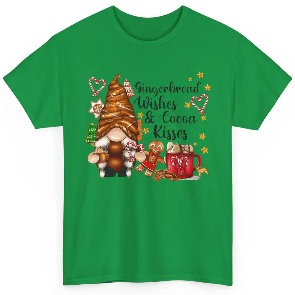 Retro Christmas Gnome Gingerbread Wishes and Cocoa Kisses Classic Unisex T-Shirt