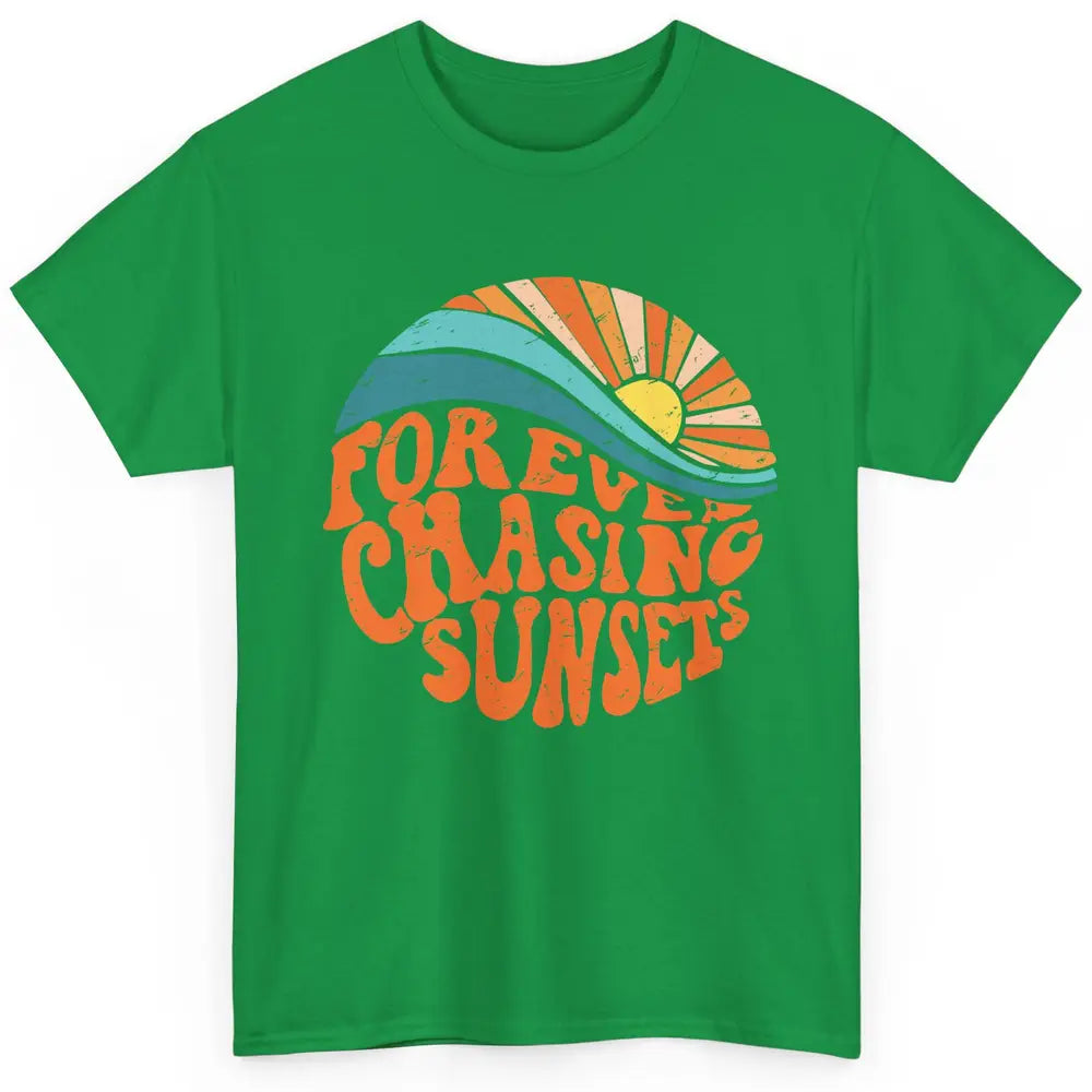 Retro Rainbow Forever Chasing Sunset Hippie Girl Peace Lover Classic Unisex T-Shirt