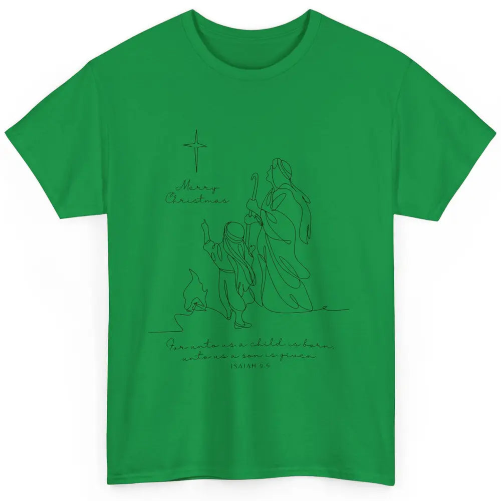 Merry Christmas Unto Us Child Is Born Christian Bible Verse Classic Unisex T-Shirt