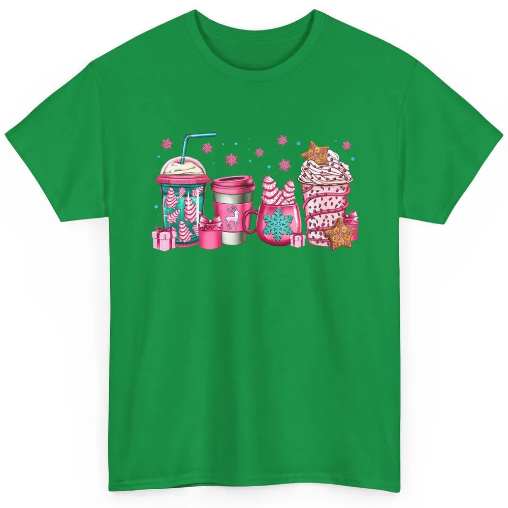 Pink Christmas Coffee Christmas Tree Cake Christmas Lovers Classic Unisex T-Shirt