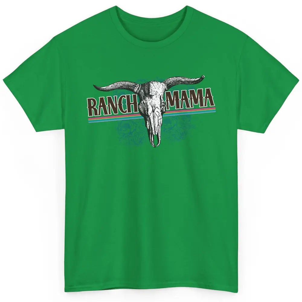 Retro Ranch Mama Highland Cow Skull Western Country Cowboy Classic Unisex T-Shirt