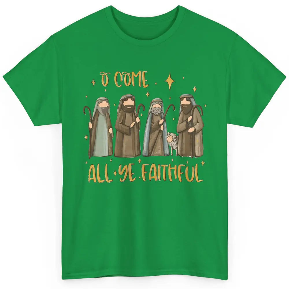 Retro Christmas O Come All Ye Faithful Christian Jesus Faith Classic Unisex T-Shirt