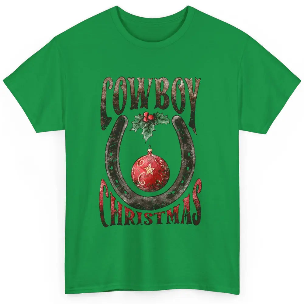 Christmas Cowboy Horseshoe Xmas Balls Western Christmas Classic Unisex T-Shirt
