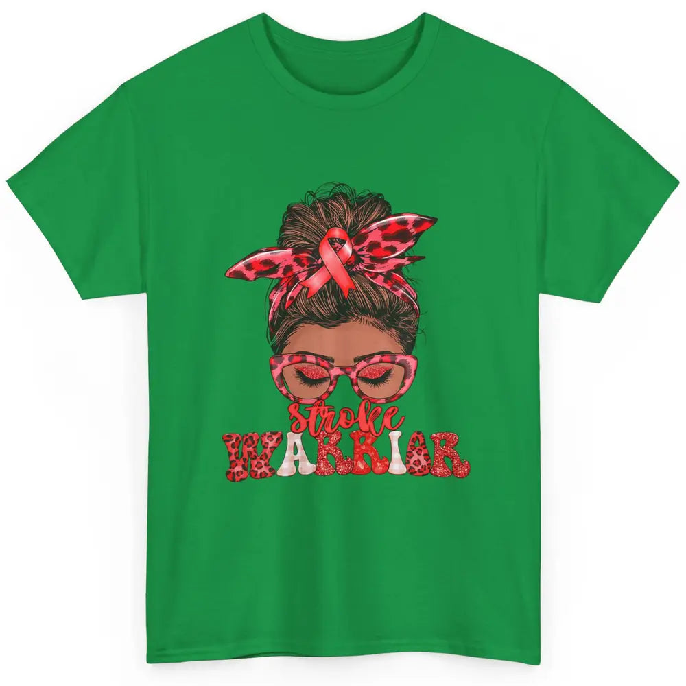 Afro Messy Hair Bun Black Women Warrior Red Stroke Awareness Classic Unisex T-Shirt