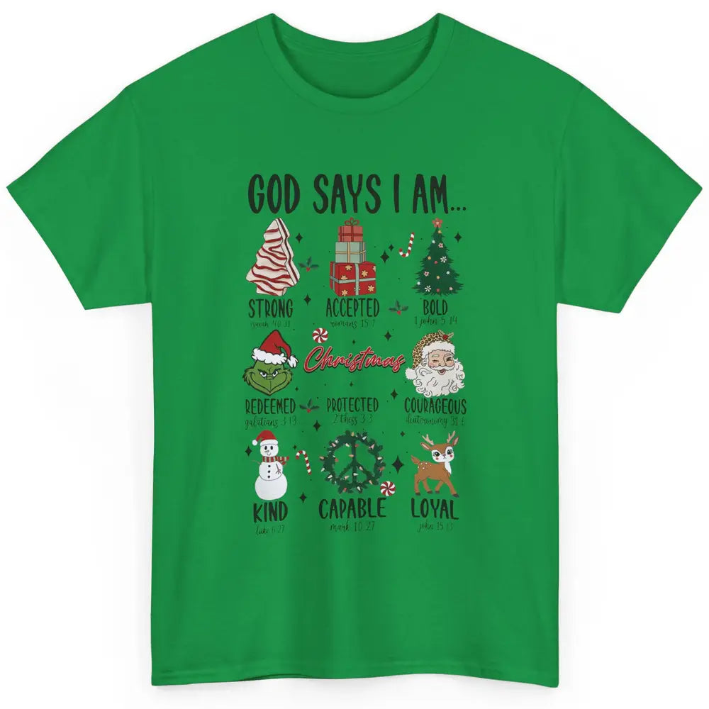 Retro Christmas God Says I Am Bible Verse Religious Boy Girl Classic Unisex T-Shirt