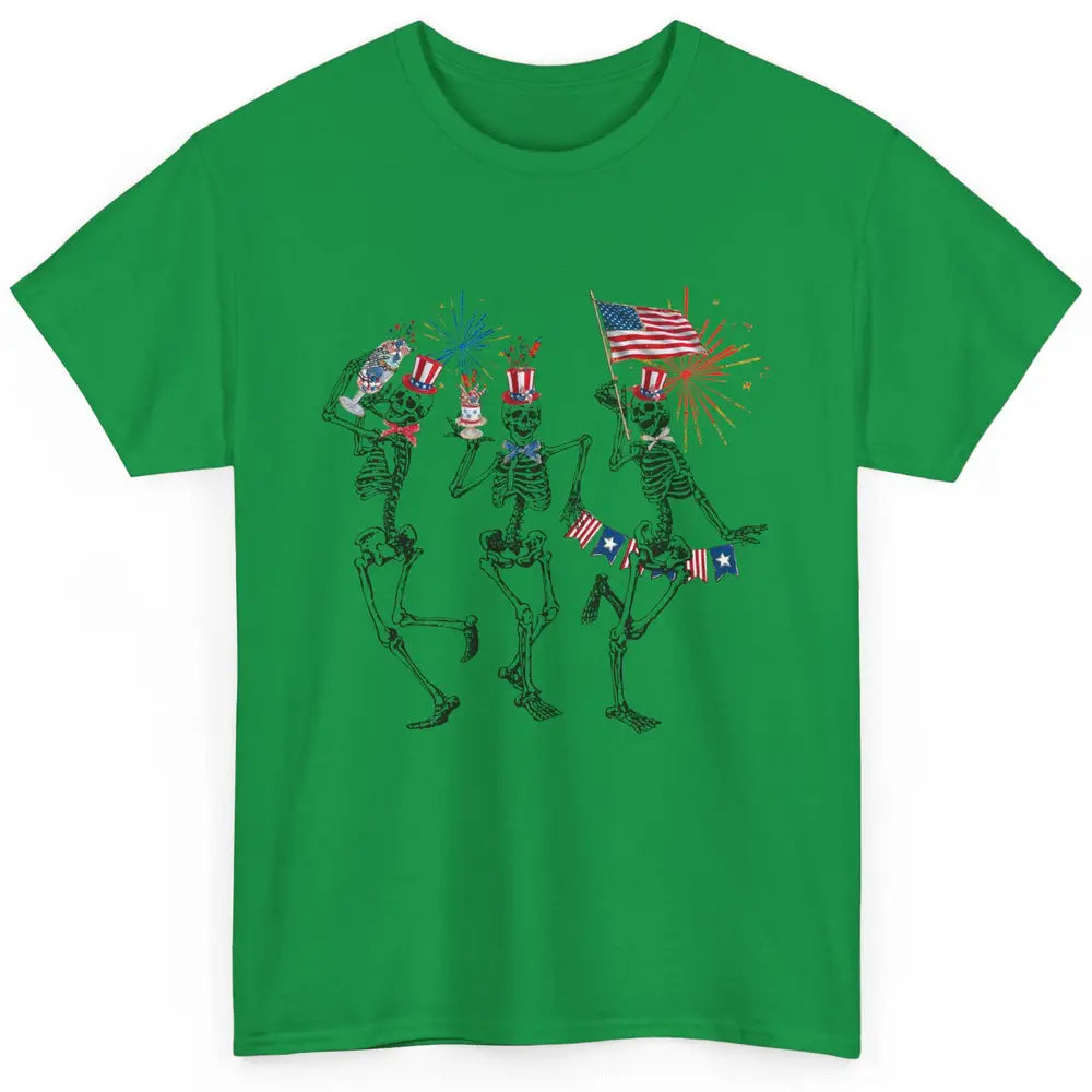 4th July Independence Day Dancing Skeletons America Flag Classic Unisex T-Shirt
