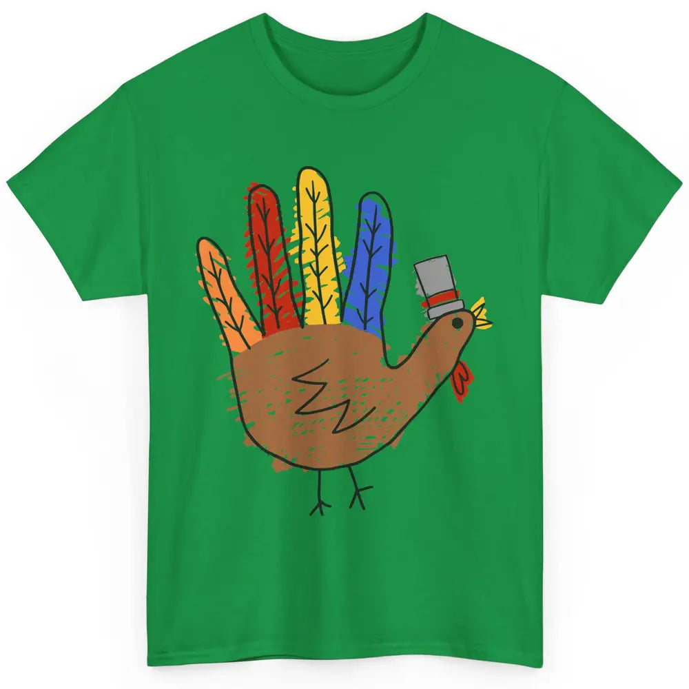 Thanksgiving Hand Turkey Funny Thanksgiving Teacher Thankful Classic Unisex T-Shirt