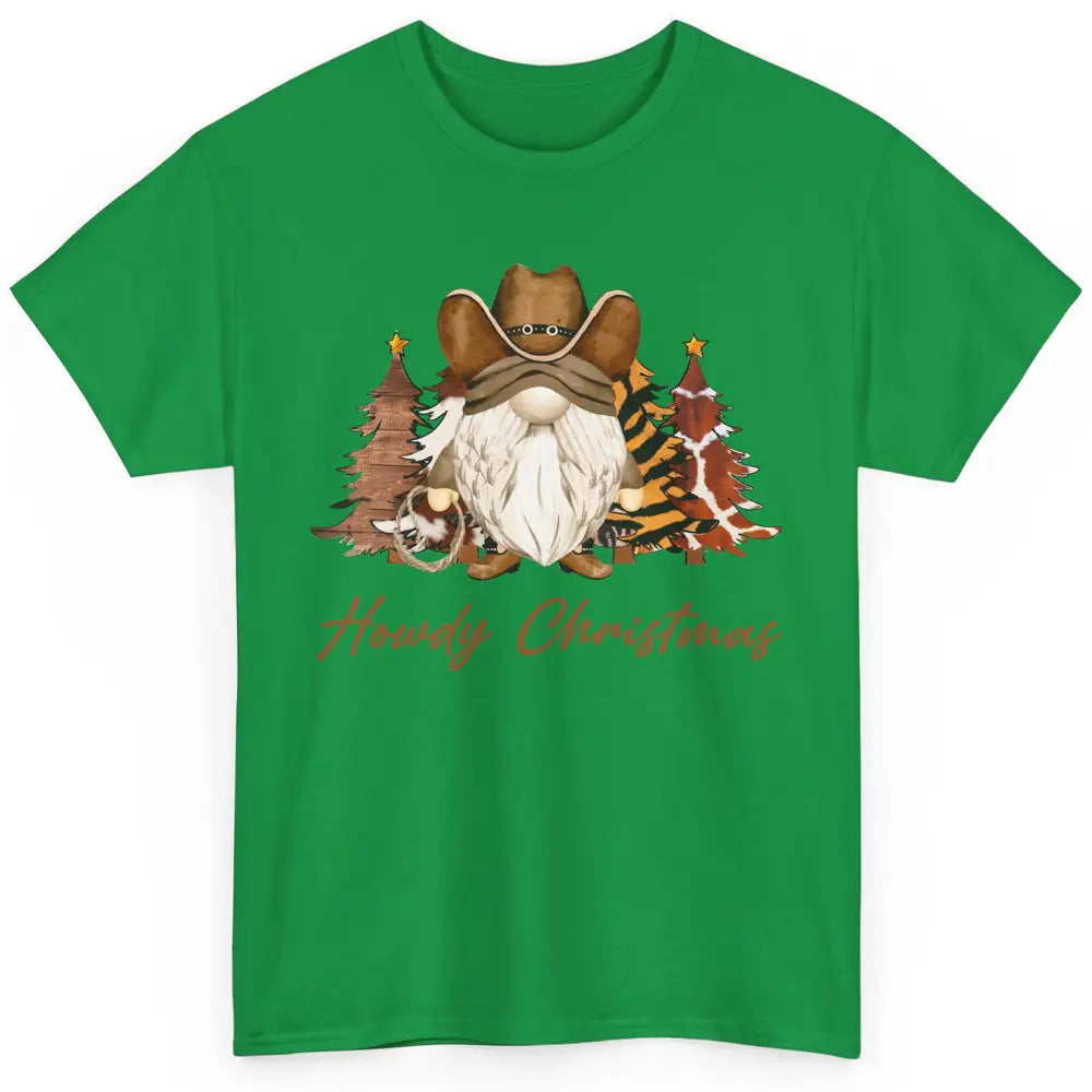 Retro Leopard Cowboy Gnome Howdy Christmas Western Holiday Classic Unisex T-Shirt