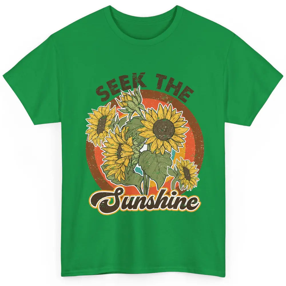 Retro Rainbow Sunflower Seek The Sunshine Peace Hippie Girl Classic Unisex T-Shirt