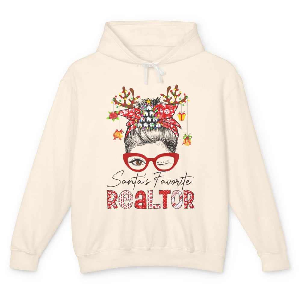 Merry Christmas Xmas Santa Messy Hair Realtor Real Estate Unisex Lightweight Hoodie