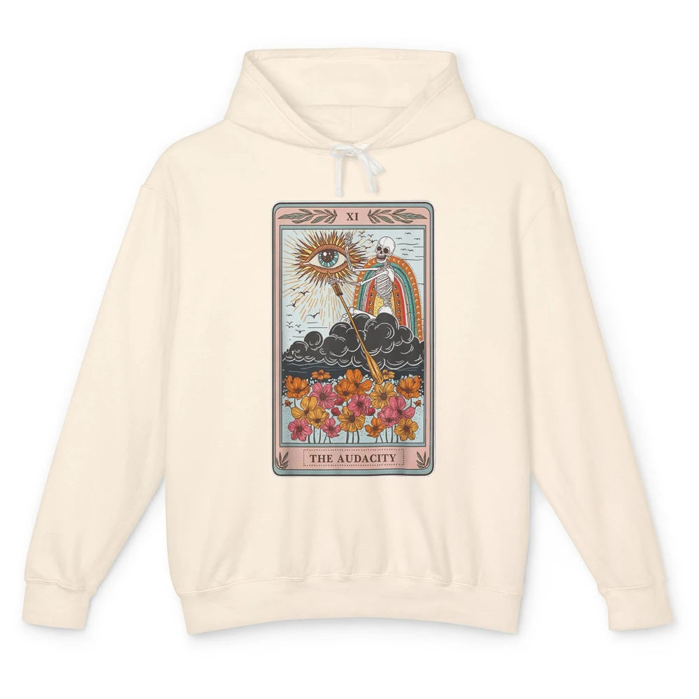 Tarot Card The Audacity Skeleton Mystical Eye Aesthetic Goth Unisex Lightweight Hoodie