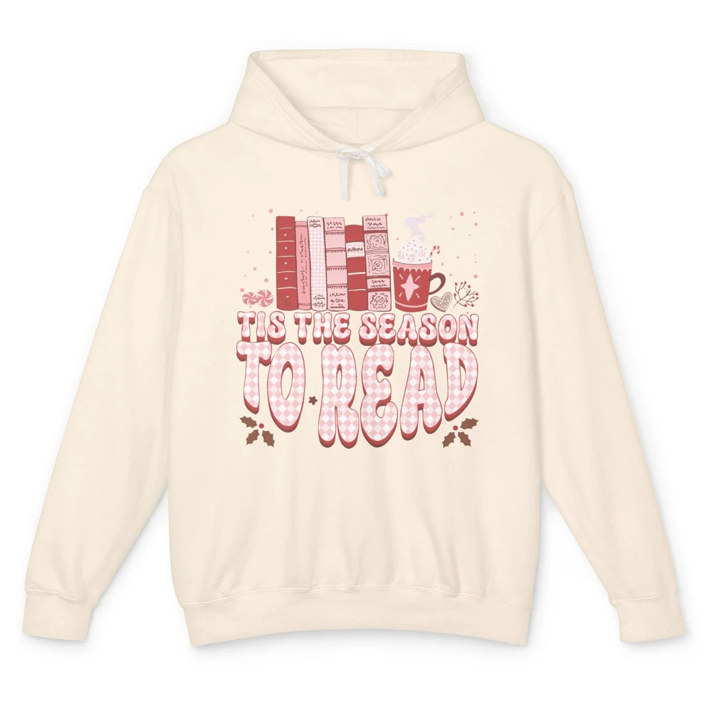 Tis The Season To Read Retro Christmas Book Reader Book Nerd Unisex Lightweight Hoodie