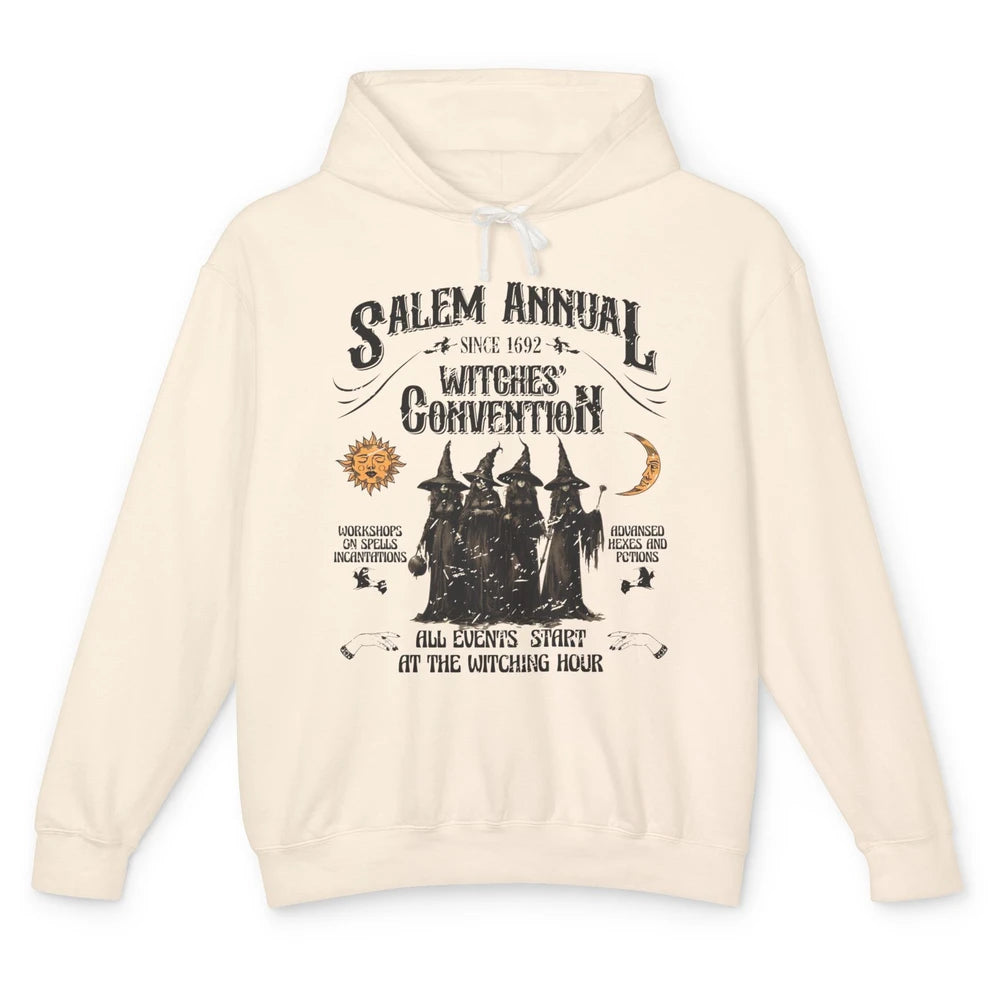 Retro Salem Annual Witches Convention Halloween Witch Magic Unisex Lightweight Hoodie