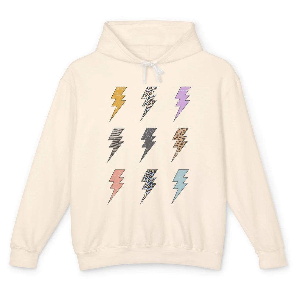 Preppy Lightning Bolt Colorful Leopard Cheetah Western Retro Unisex Lightweight Hoodie