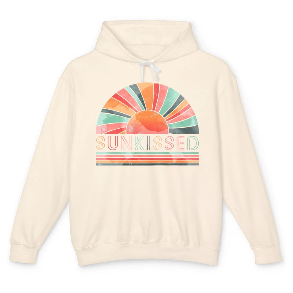 Retro Rainbow Sunkissed Summer Beach Life Vintage Boho Unisex Lightweight Hoodie