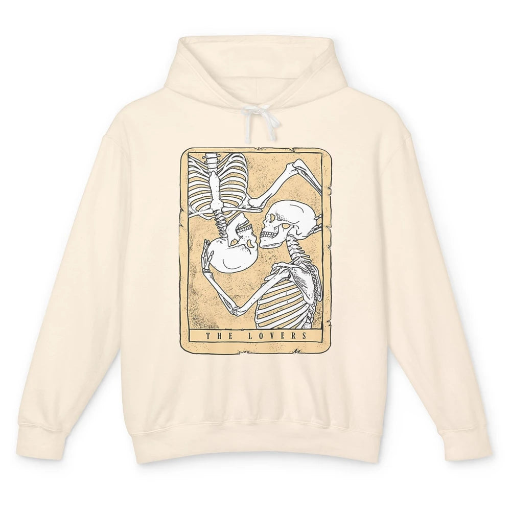 Tarot Card The Lovers Skeleton Couple Funny Skull Vintage Astrology Gothic Happy Valentine's Day Unisex Lightweight Hoodie
