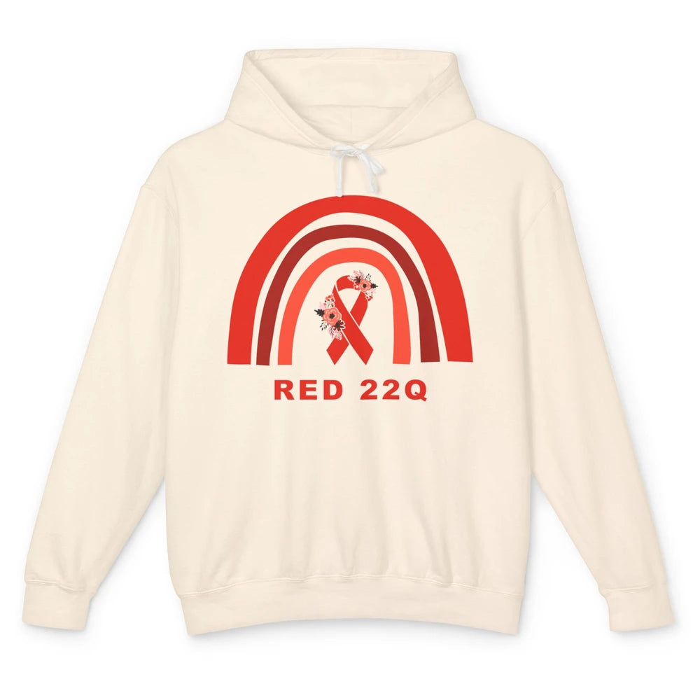 22Q Deletion/DiGeorge Syndrome Awareness Floral Red Rainbow Unisex Lightweight Hoodie