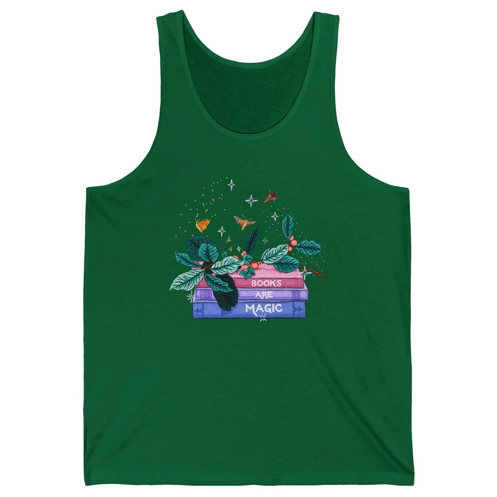 Aesthetic Books Are Magic Butterfly Floral Bookish Plant Unisex Jersey Tank