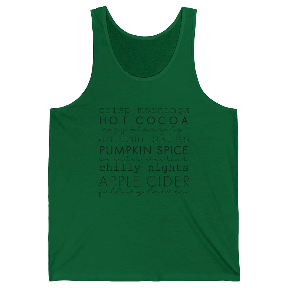 Fall Gift Sweater Weather Apple Cider Falling Leaves Autumn Unisex Jersey Tank