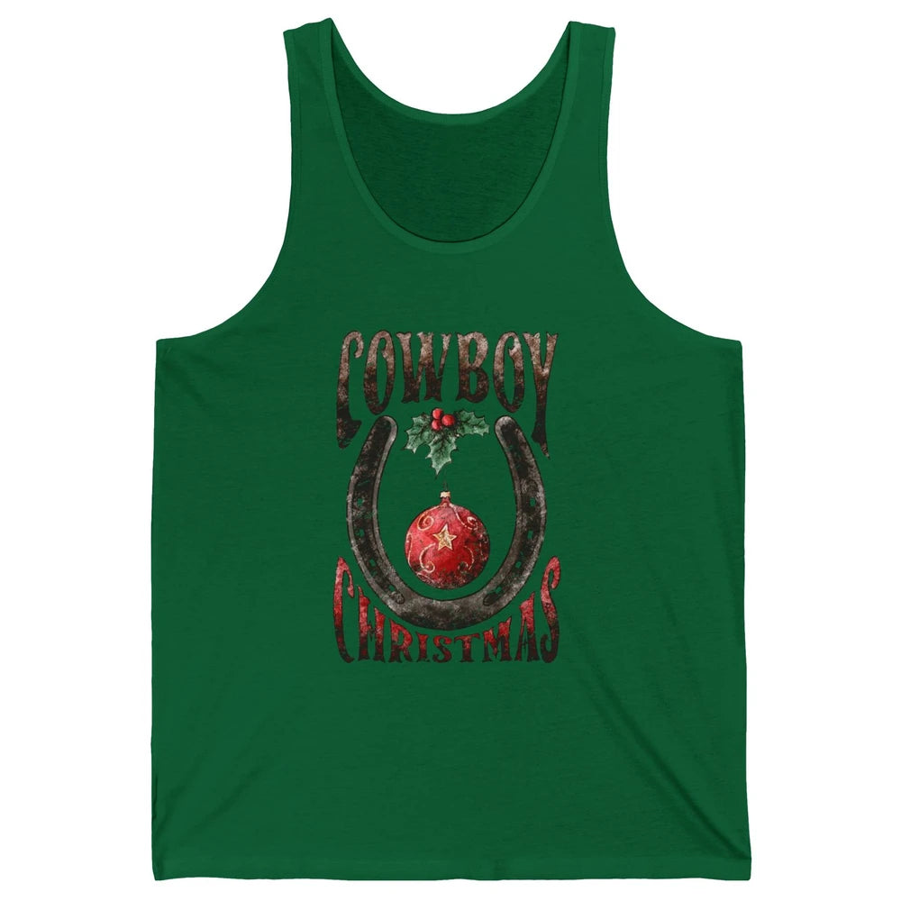 Christmas Cowboy Horseshoe Xmas Balls Western Christmas Unisex Jersey Tank