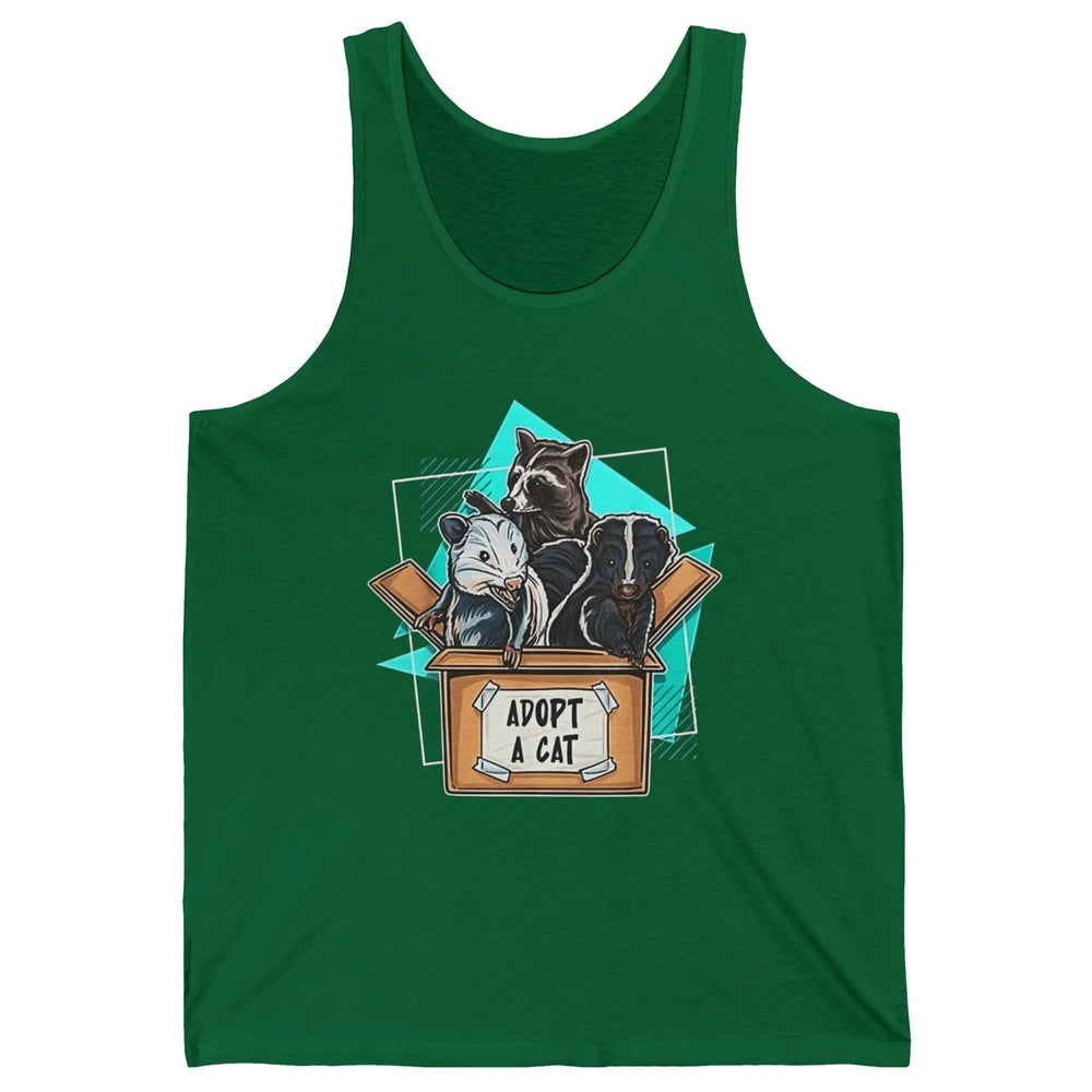Adopt Forbidden Cats In Box Raccoon Skunks Possum Vaporwave Unisex Jersey Tank