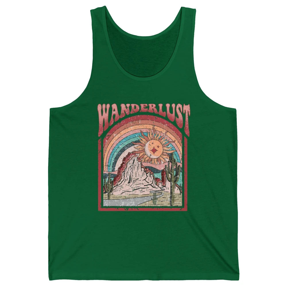 Retro Wanderlust Desert Cactus Wander Boho Adventure Western Unisex Jersey Tank