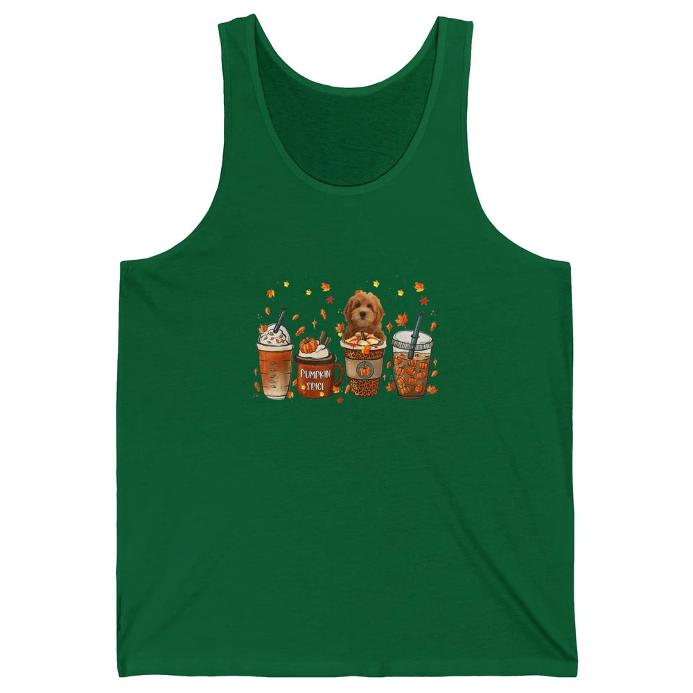 Golden Doodle Dog Fall Coffee Pumpkin Spice Dog Thanksgiving Unisex Jersey Tank