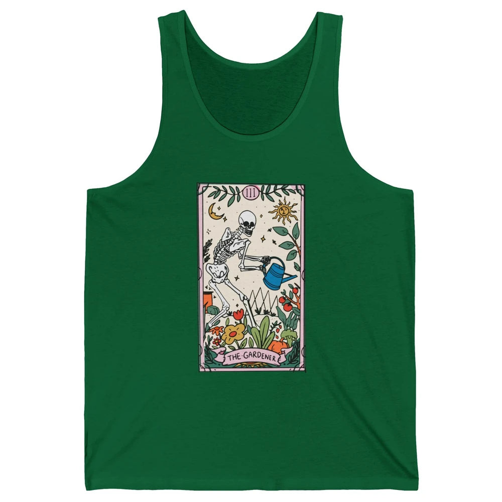 Gardening Because Murder Is Wrong Tarot Skeleton Gardener Unisex Jersey Tank